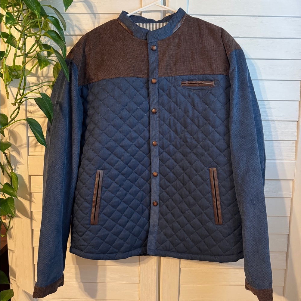 NWOT! Men's Quilted Blue and Brown Jacket